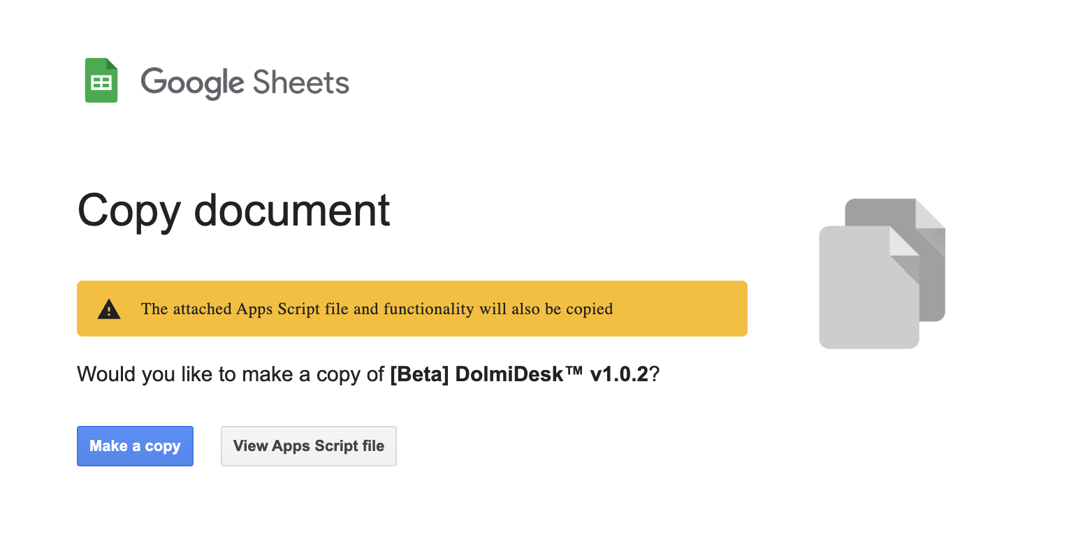 Screenshot der Google Kopie erstellen Seite